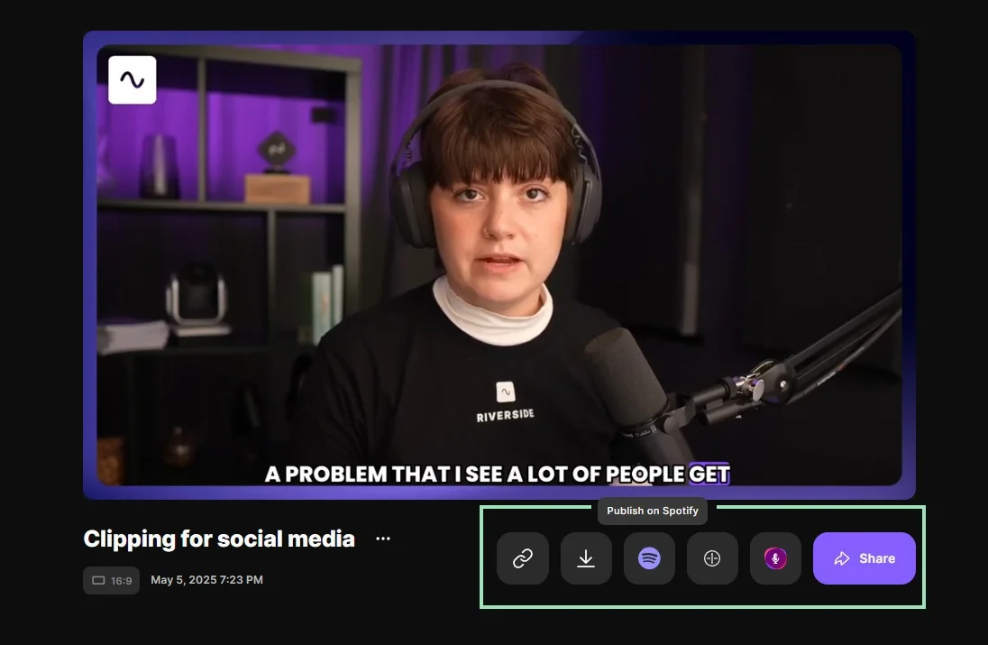 Riverside sharing your podcast episode
